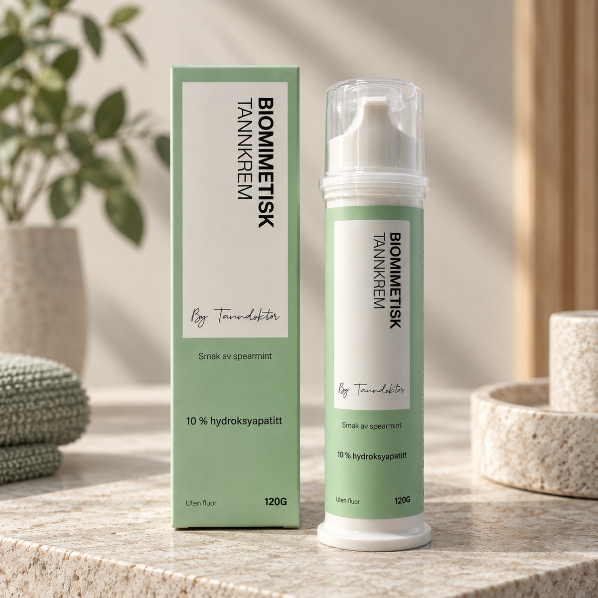 Biomimetisk tannkrem 120 g (uten fluor) med 10 % hydroksyapatitt