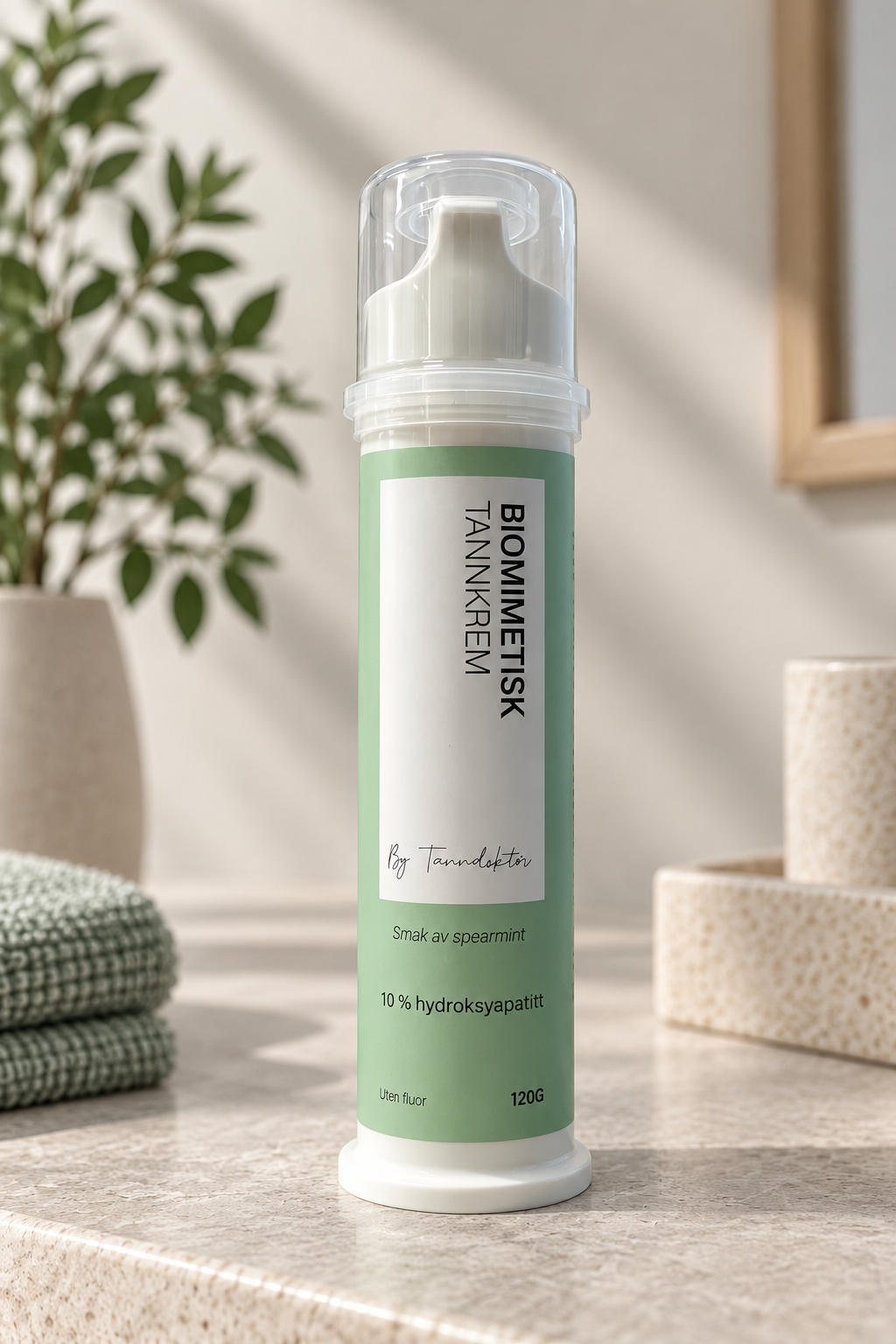 Biomimetisk tannkrem 120 g (uten fluor) med 10 % hydroksyapatitt