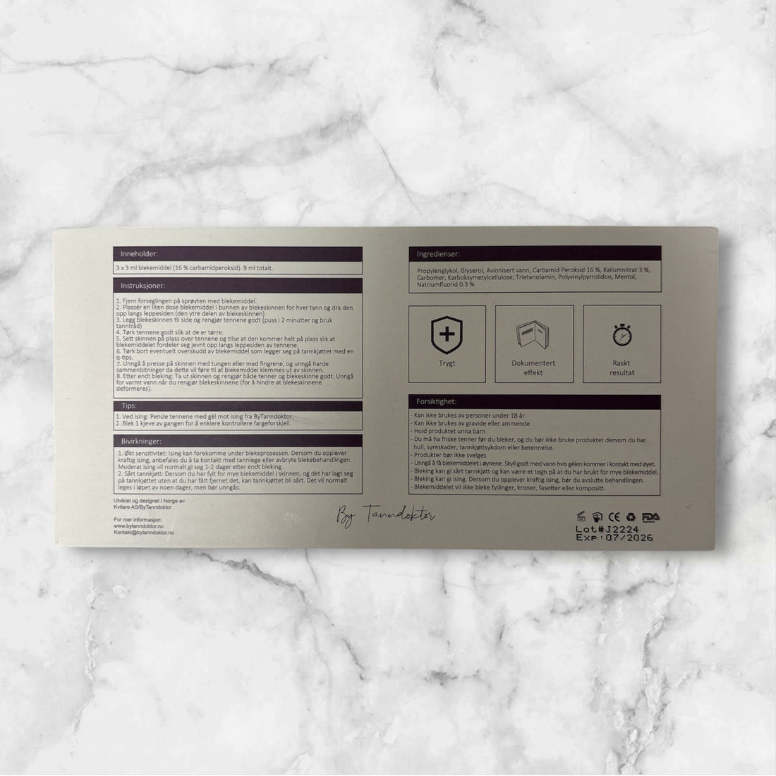 Blekegèl med 16 % carbamidperoksid (3pk med 9ml)