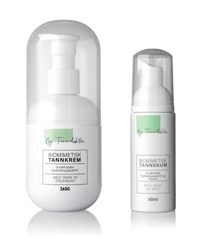 Pakke med biomimetisk tannkrem (260 gram) + skum (60 ml)